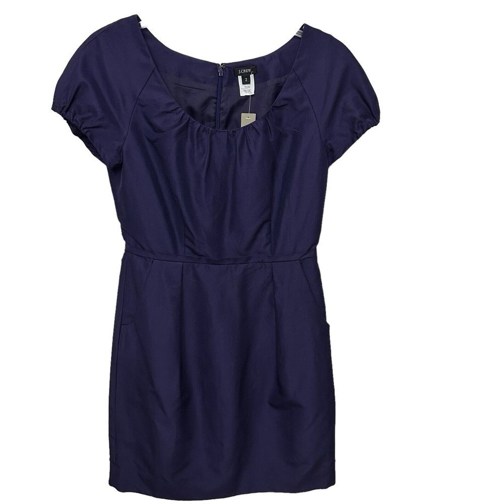 J CREW NWT Purple Silk Blend Fitted Cap Sleeve Dress Size 2‎ Pockets